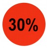 F931 rol @ 2.000 etiketten permanent rond 35 mm fluor rood zwart bedrukt 30%